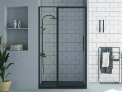 Douchedeur In Industriele Stijl - Zwart Mat - 120 X 195 Cm - Toroni-Shower & Design Outlet