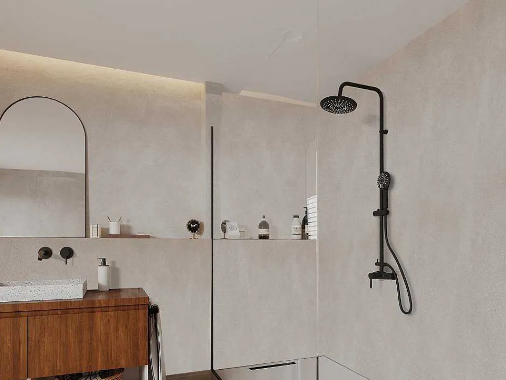 Douchekolom Aita Van Mat Zwart Roestvrij Staal - 127 Cm-Shower & Design New