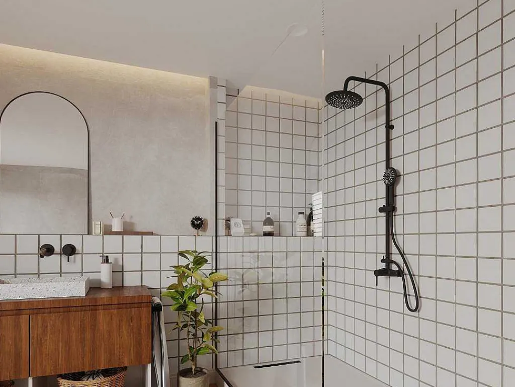 Douchekolom Aita Van Mat Zwart Roestvrij Staal - 127 Cm-Shower & Design New