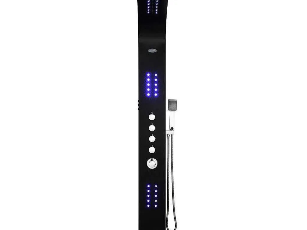 Douchekolom Felicita Met Thermostaatkraan, Balneotherapie En Led-Verlichting - 20*165Cm - Zwart-Shower & Design Discount