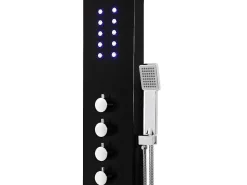 Douchekolom Felicita Met Thermostaatkraan, Balneotherapie En Led-Verlichting - 20*165Cm - Zwart-Shower & Design Discount
