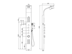 Douchekolom Felicita Met Thermostaatkraan, Balneotherapie En Led-Verlichting - 20*165Cm - Zwart-Shower & Design Discount