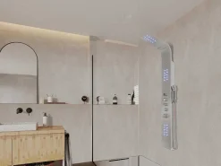 Douchekolom Felicita Met Thermostaatkraan, Balneotherapie En Led-Verlichting - 20*165 Cm-Shower & Design Best