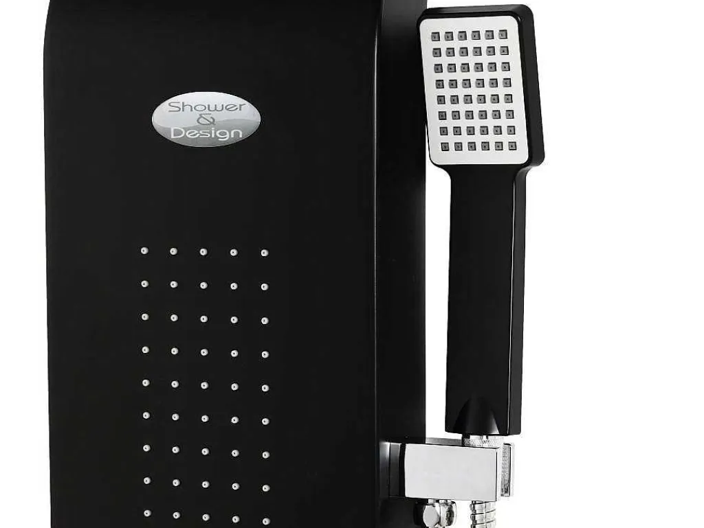Douchekolom Met Massagestralen Kourbea - Zwart - 20 X 132 Cm-Shower & Design Outlet