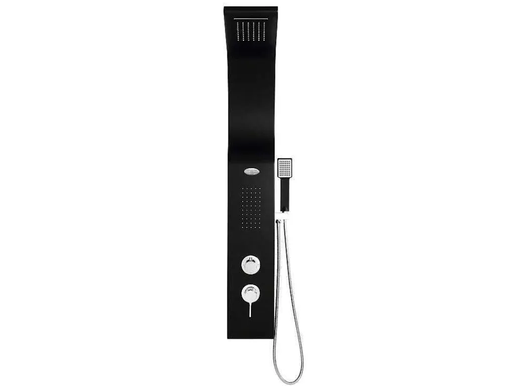 Douchekolom Met Massagestralen Kourbea - Zwart - 20 X 132 Cm-Shower & Design Outlet