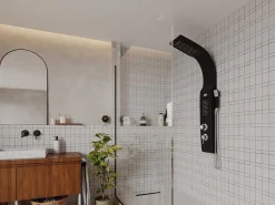 Douchekolom Met Massagestralen Kourbea - Zwart - 20 X 132 Cm-Shower & Design Outlet