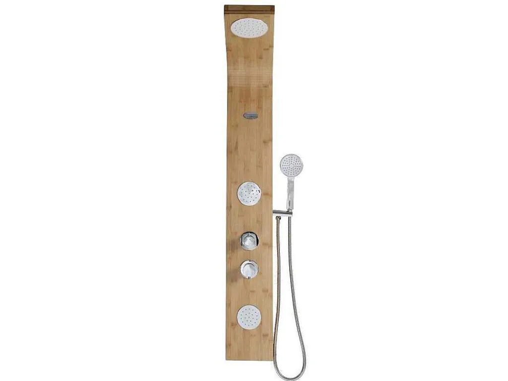 Douchekolom Met Massagestralen Tissia, Tropische Regen En Paneel Van Bamboe - 20 X 140 Cm-Shower & Design Outlet