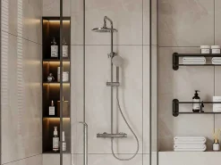 Douchekolom Met Thermostaatkraan Van Verchroomd Roestvrij Staal Ateya - 126 Cm-Shower & Design Online