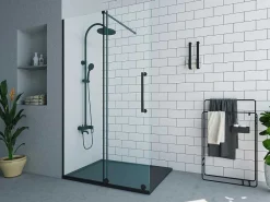 Douchescherm In Industriele Stijl Van Matzwart Metaal - 120 X 200 Cm - Yorem-Shower & Design New