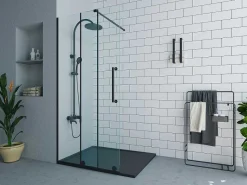 Douchescherm In Industriele Stijl Van Matzwart Metaal - 120 X 200 Cm - Yorem-Shower & Design New