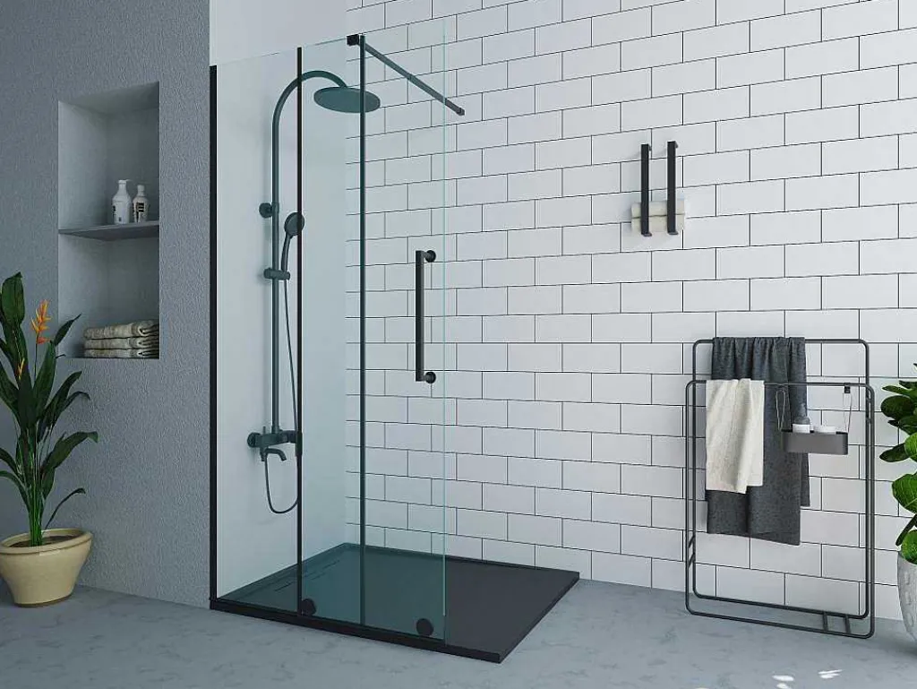 Douchescherm In Industriele Stijl Van Matzwart Metaal - 120 X 200 Cm - Yorem-Shower & Design New
