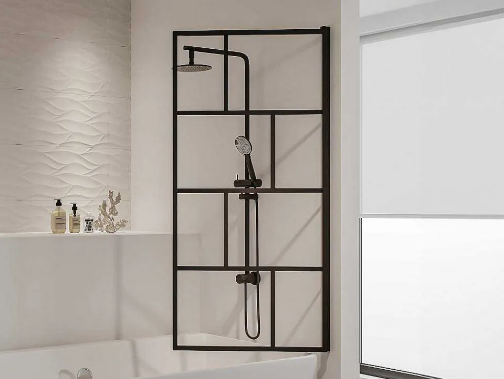 Douchescherm Met Draaisysteem Met Industriele Stijl - 70 X 140 Cm - Mat Zwart - Glas - Rivanon-Shower & Design New