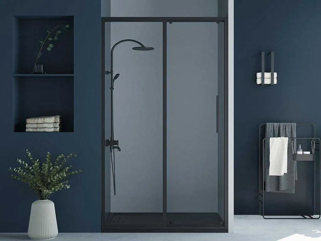 Doucheschuifdeur In Industriele Stijl - Zwart Mat - 120 X 195 Cm - Toroni-Shower & Design Best