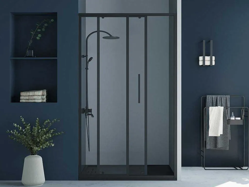 Doucheschuifdeur In Industriele Stijl - Zwart Mat - 120 X 195 Cm - Toroni-Shower & Design Best