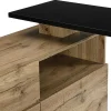 Draaibaar Barmeubel Eldir - 2 Deuren, 1 Lade En 1 Nis - Mdf - Eiken & Zwart-Vente-unique Best
