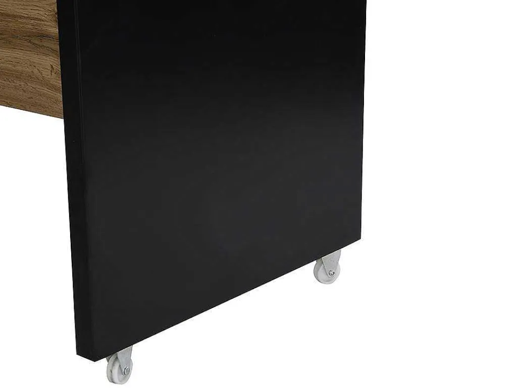 Draaibaar Barmeubel Eldir - 2 Deuren, 1 Lade En 1 Nis - Mdf - Eiken & Zwart-Vente-unique Best