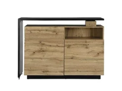 Draaibaar Barmeubel Eldir - 2 Deuren, 1 Lade En 1 Nis - Mdf - Eiken & Zwart-Vente-unique Best