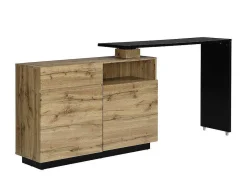 Draaibaar Barmeubel Eldir - 2 Deuren, 1 Lade En 1 Nis - Mdf - Eiken & Zwart-Vente-unique Best