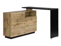 Draaibaar Barmeubel Eldir - 2 Deuren, 1 Lade En 1 Nis - Mdf - Eiken & Zwart-Vente-unique Best