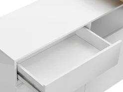 Draaibaar Barmeubel Eldir- 2 Deuren, 1 Lade En 1 Nis - Mdf - Witgelakt & Eiken-Vente-unique Outlet