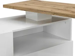 Draaibaar Barmeubel Eldir- 2 Deuren, 1 Lade En 1 Nis - Mdf - Witgelakt & Eiken-Vente-unique Outlet