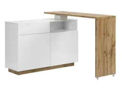 Draaibaar Barmeubel Eldir- 2 Deuren, 1 Lade En 1 Nis - Mdf - Witgelakt & Eiken-Vente-unique Outlet