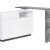 Draaibaar Barmeubel Eldir - 2 Deuren, 1 Lade En 1 Nis - Mdf - Witgelakt & Betonkleur-Vente-unique