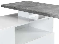 Draaibaar Barmeubel Eldir - 2 Deuren, 1 Lade En 1 Nis - Mdf - Witgelakt & Betonkleur-Vente-unique