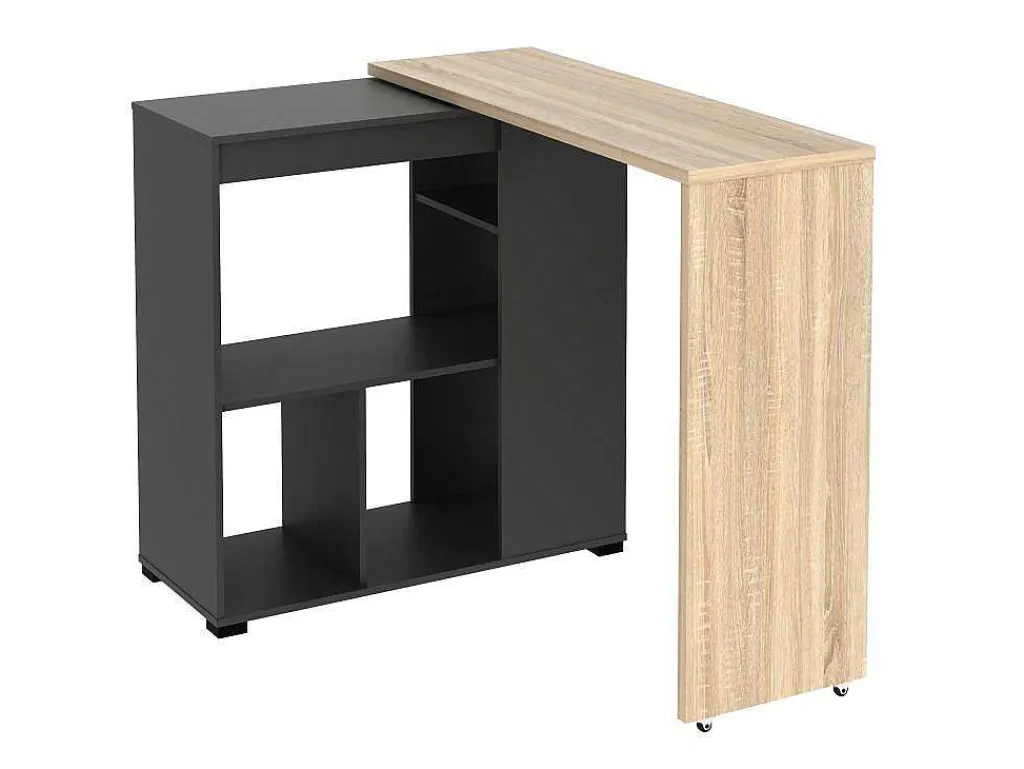 Draaibaar Barmeubel Met Opbergruimte - Naturel En Antraciet - Saturne-Vente-unique Discount