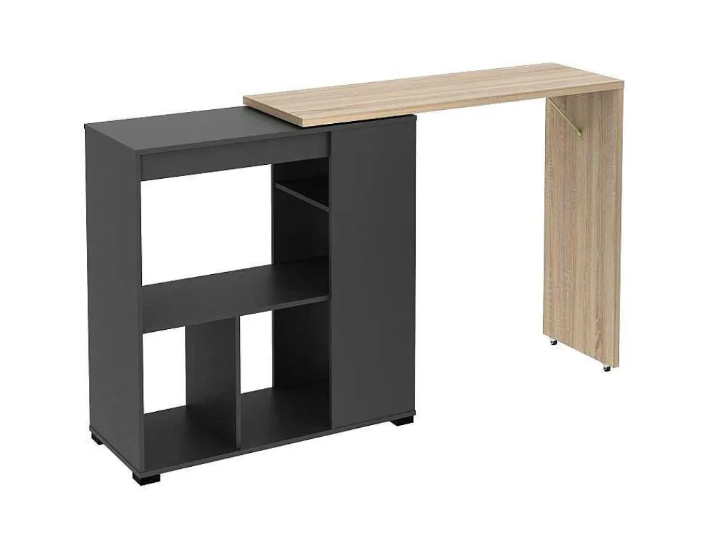 Draaibaar Barmeubel Met Opbergruimte - Naturel En Antraciet - Saturne-Vente-unique Discount