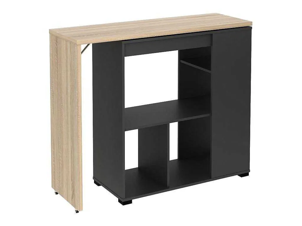 Draaibaar Barmeubel Met Opbergruimte - Naturel En Antraciet - Saturne-Vente-unique Discount