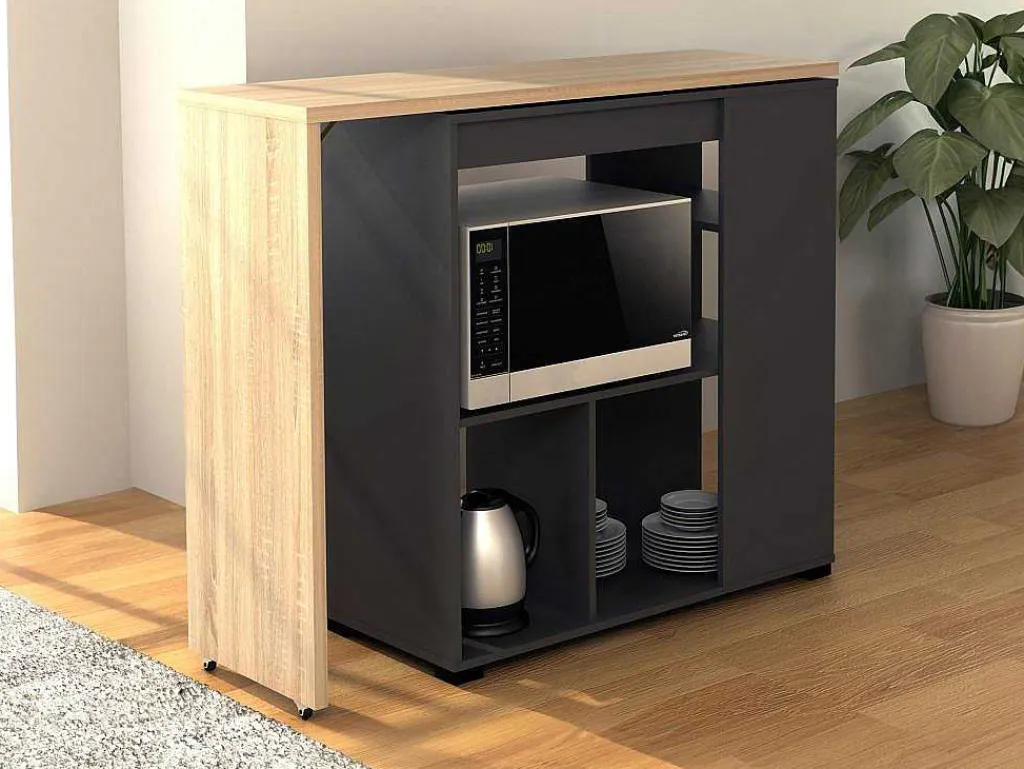 Draaibaar Barmeubel Met Opbergruimte - Naturel En Antraciet - Saturne-Vente-unique Discount