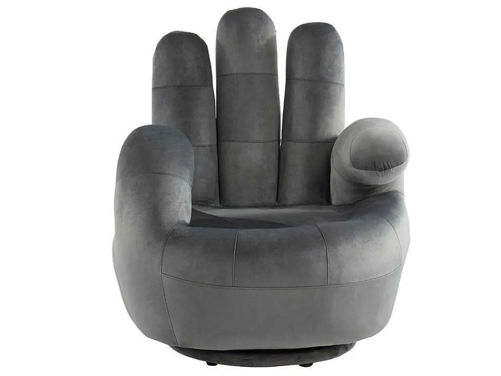 Draaibare Fauteuil Hand Catchy Van Fluweel - Antraciet-Vente-unique Outlet