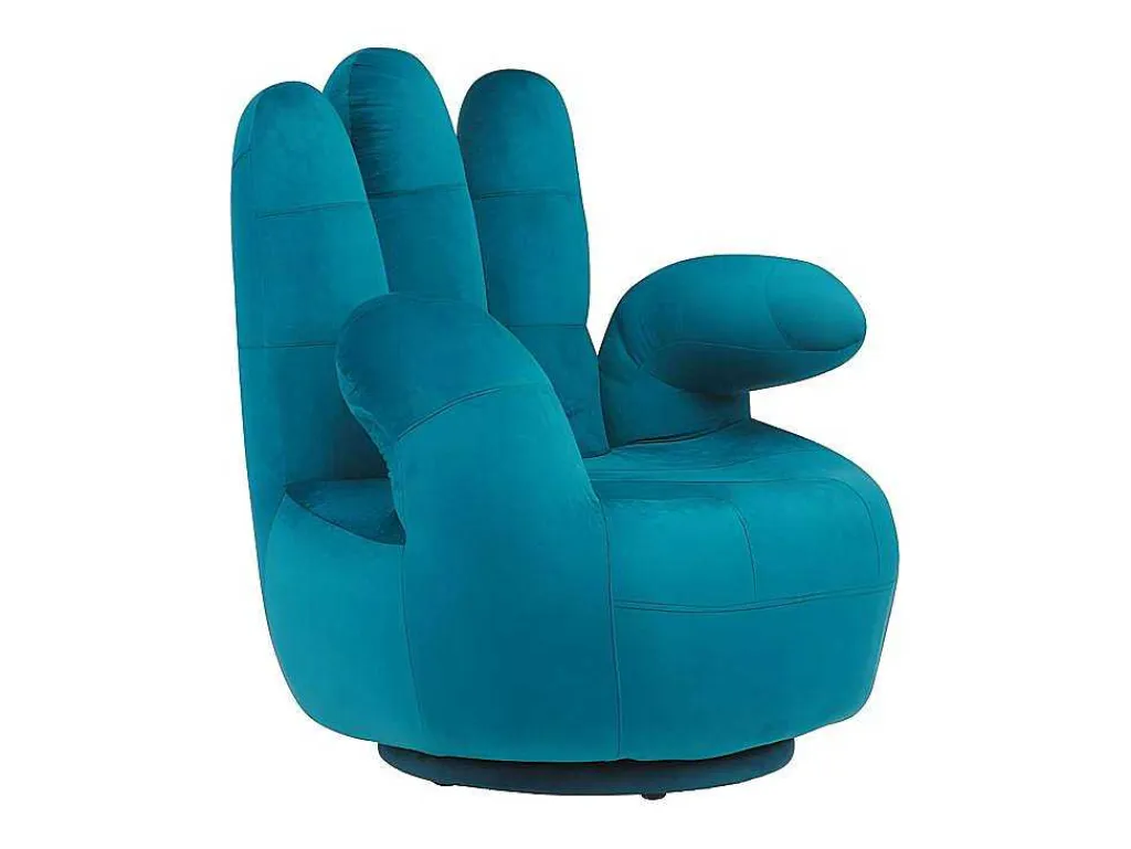Draaibare Fauteuil Hand Catchy Van Fluweel - Eendenblauw-Vente-unique Clearance