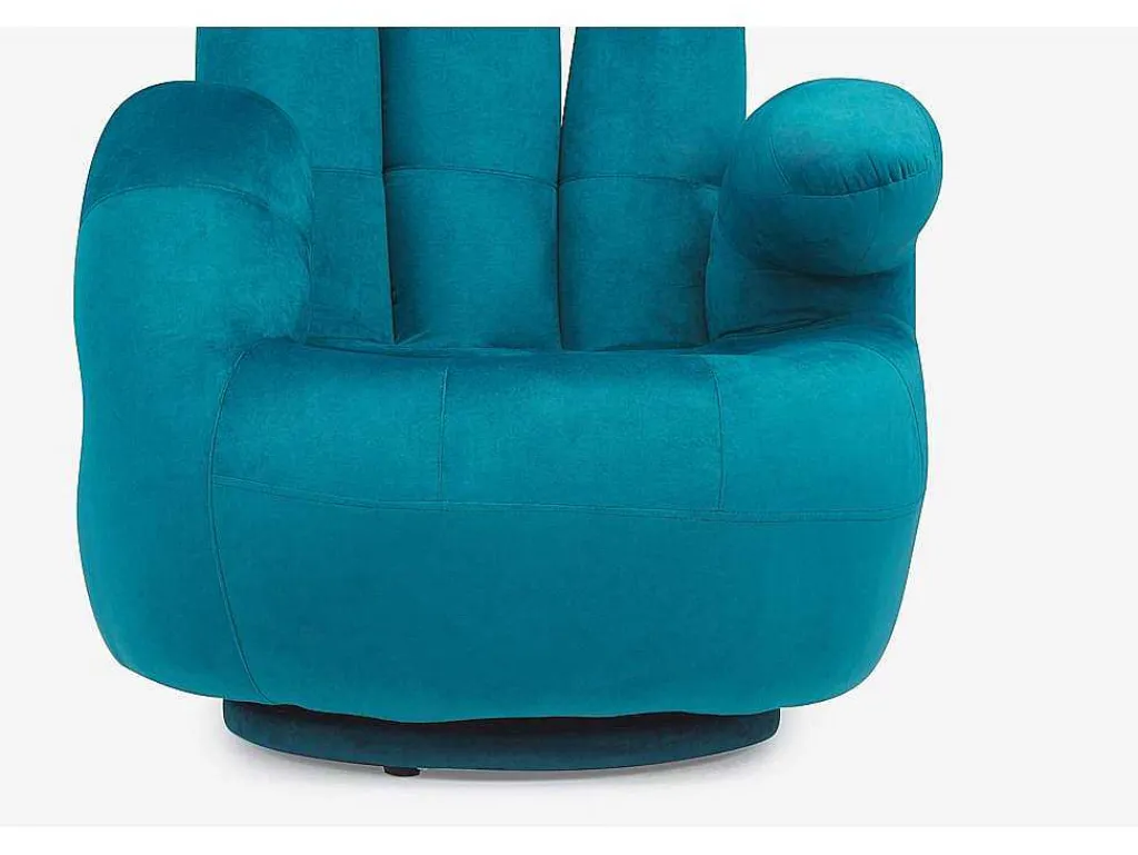 Draaibare Fauteuil Hand Catchy Van Fluweel - Eendenblauw-Vente-unique Clearance