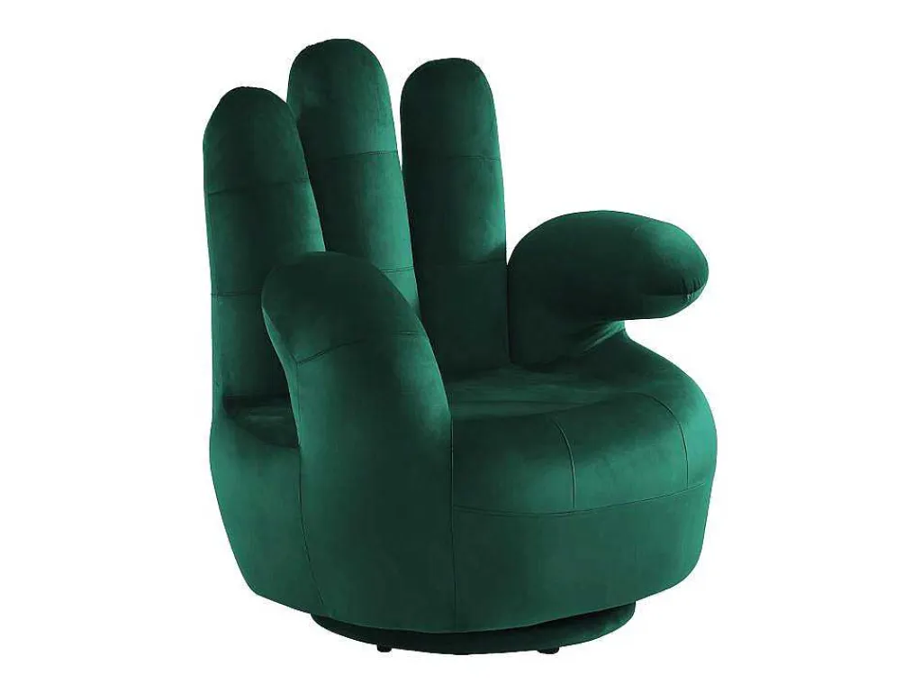 Draaibare Fauteuil Hand Catchy Van Fluweel - Spargroen-Vente-unique Clearance