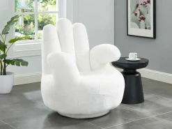 Draaiende Fauteuil Van Imitatiebont Catchy - Wit-Vente-unique Online