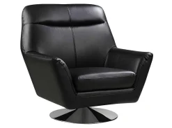Draaifauteuil Ithaque In Buffelleer - Zwart-Vente-unique Clearance