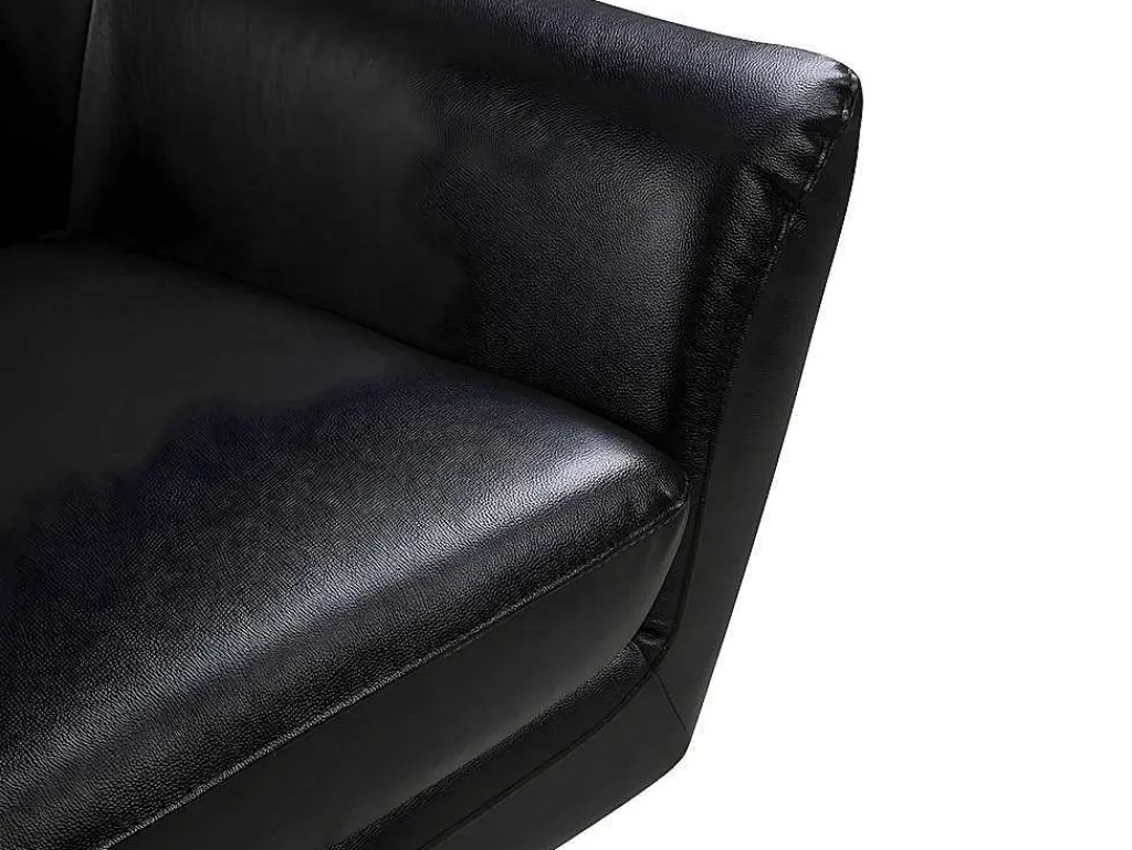 Draaifauteuil Ithaque In Buffelleer - Zwart-Vente-unique Clearance