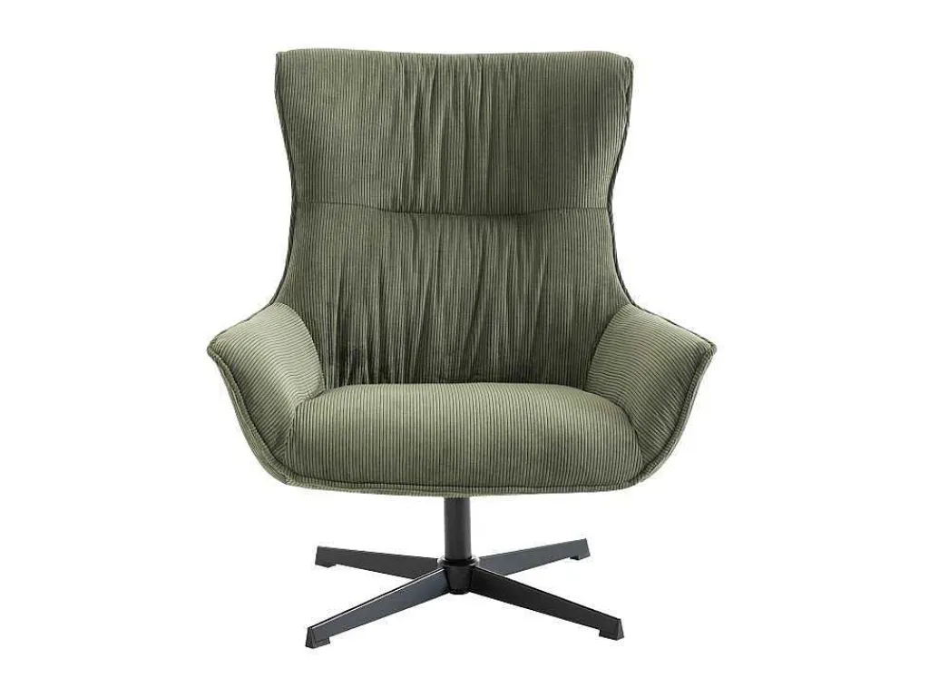 Draaifauteuil Van Groen Ribfluweel Galati-Vente-unique Discount