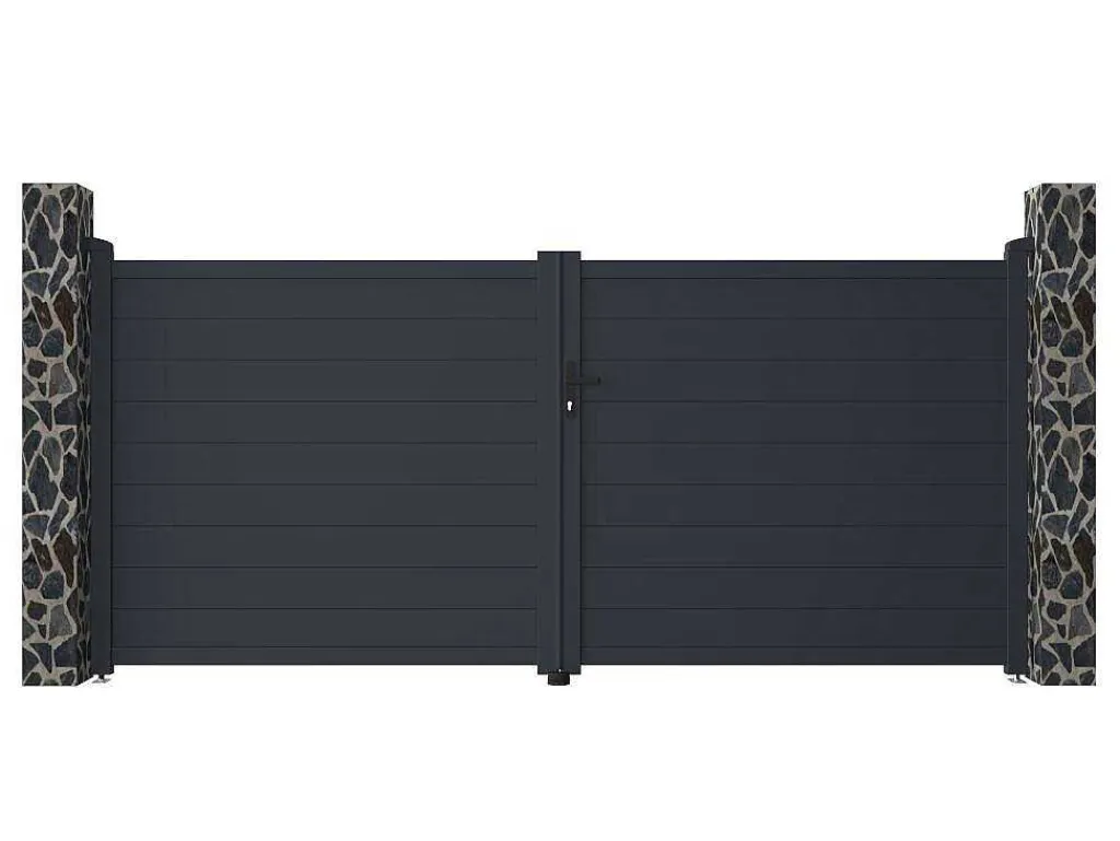 Draaipoort Van Aluminium Antraciet - L355 X 166 Cm - Nazario-EXPERTLAND Best
