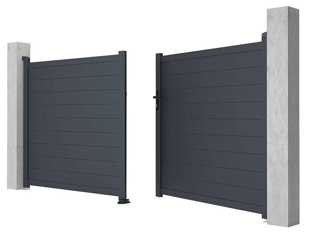 Draaipoort Van Aluminium Antraciet - L355 X 166 Cm - Nazario-EXPERTLAND Best