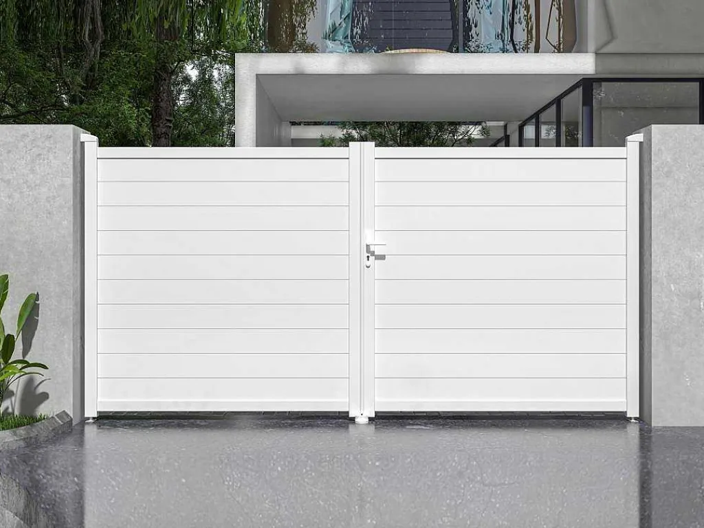 Draaipoort Van Aluminium B355 X H181 Cm Wit - Nazario-EXPERTLAND