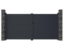 Draaipoort Van Aluminium Antraciet - L355 X 181 Cm - Nazario-EXPERTLAND Outlet