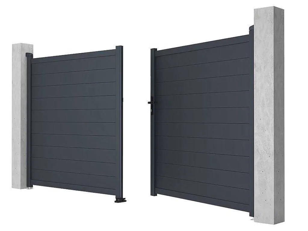 Draaipoort Van Aluminium Antraciet - L355 X 181 Cm - Nazario-EXPERTLAND Outlet