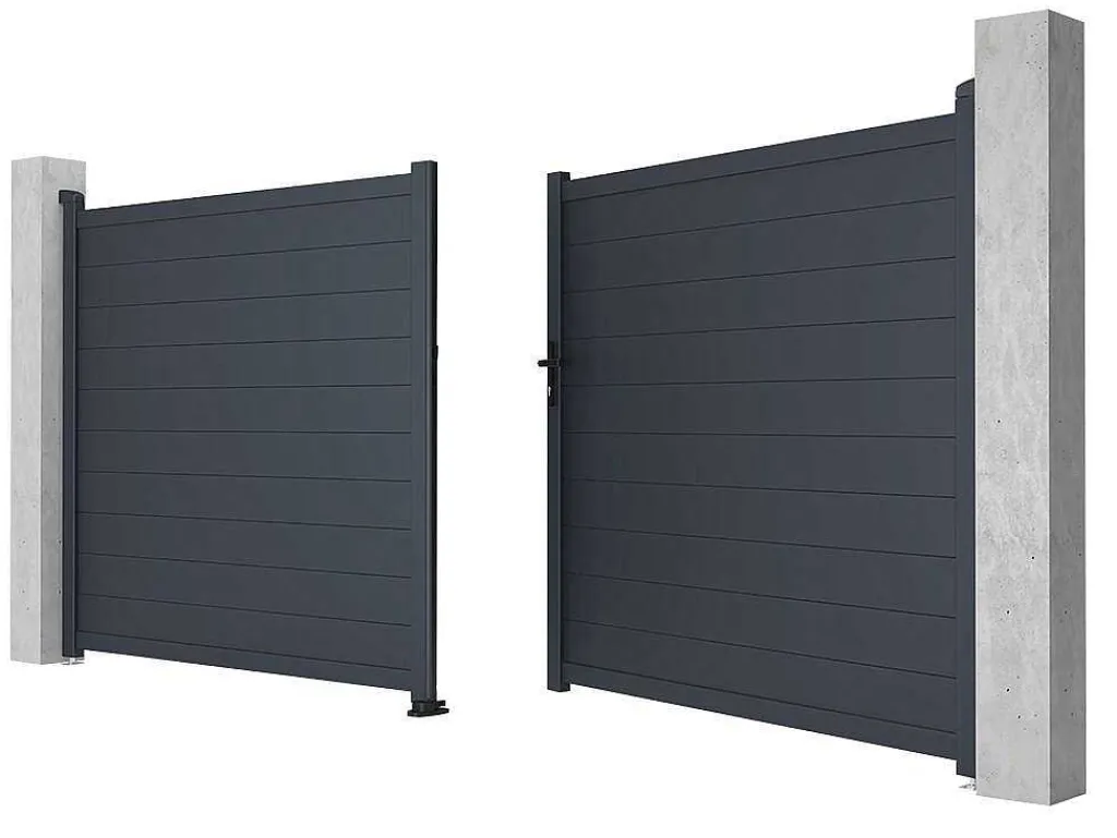 Draaipoort Van Aluminium Antraciet - L397 X 181 Cm - Nazario-EXPERTLAND Clearance
