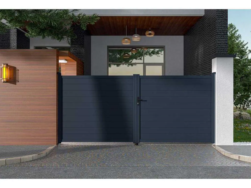 Draaipoort Van Aluminium Antraciet - L397 X 181 Cm - Nazario-EXPERTLAND Clearance