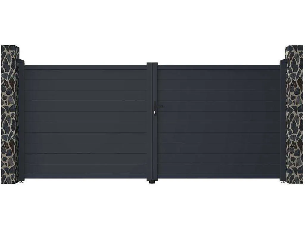 Draaipoort Van Aluminium Antraciet - L397 X 181 Cm - Nazario-EXPERTLAND Clearance