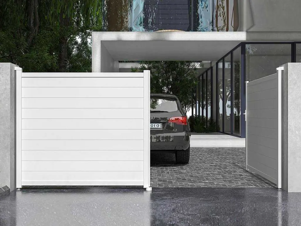 Draaipoort Van Aluminium B397 X H181 Cm Wit - Nazario-EXPERTLAND Online
