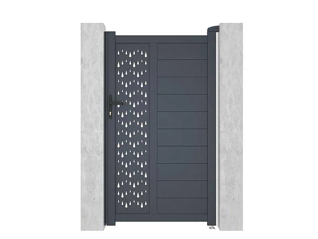 Draaipoort Van Aluminium Met Motieven - Halfopengewerkt - L. 103 X H. 181 Cm - Antraciet - Gregor-EXPERTLAND Best